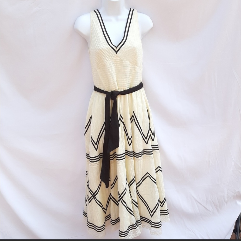 ANTHRO Lil Chevron Tie Lace Detail Dress size 0 NWOT